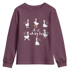 Silly Goose It is Okay to Mental Health Youth Sweatshirt Counselor Special Education TS14 Maroon Print Your Wear