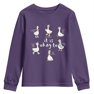 Silly Goose It is Okay to Mental Health Youth Sweatshirt Counselor Special Education TS14 Purple Print Your Wear