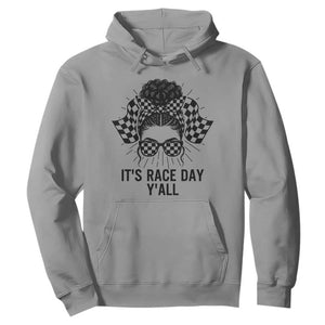 Racing Car Checkered Flag Hoodie Messy Bun Woman Race Day TS14 Sport Gray Print Your Wear