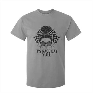 Racing Car Checkered Flag T Shirt For Kid Messy Bun Woman Race Day TS14 Sport Gray Print Your Wear