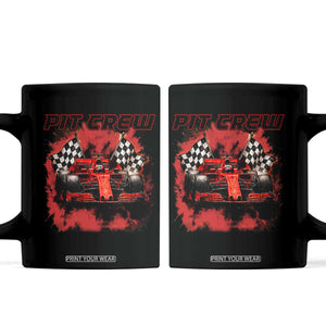 Racing Car Checkered Flag Coffee Mug Pit Crew Race Car TS14 Black Print Your Wear