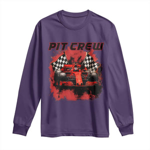 Racing Car Checkered Flag Long Sleeve Shirt Pit Crew Race Car TS14 Purple Print Your Wear