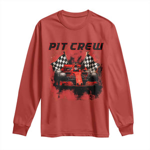 Racing Car Checkered Flag Long Sleeve Shirt Pit Crew Race Car TS14 Red Print Your Wear