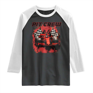 Racing Car Checkered Flag Raglan Shirt Pit Crew Race Car TS14 Black White Print Your Wear