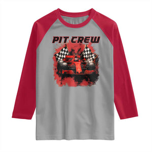 Racing Car Checkered Flag Raglan Shirt Pit Crew Race Car TS14 Sport Gray Red Print Your Wear