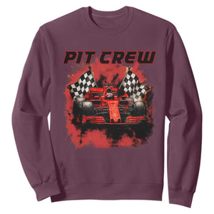 Racing Car Checkered Flag Sweatshirt Pit Crew Race Car TS14 Maroon Print Your Wear