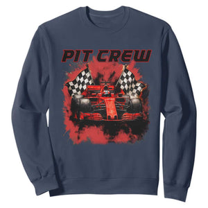 Racing Car Checkered Flag Sweatshirt Pit Crew Race Car TS14 Navy Print Your Wear