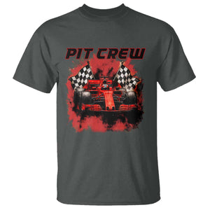 Racing Car Checkered Flag T Shirt Pit Crew Race Car TS14 Dark Heather Print Your Wear