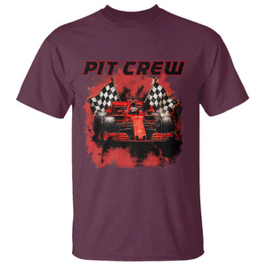 Racing Car Checkered Flag T Shirt Pit Crew Race Car TS14 Maroon Print Your Wear