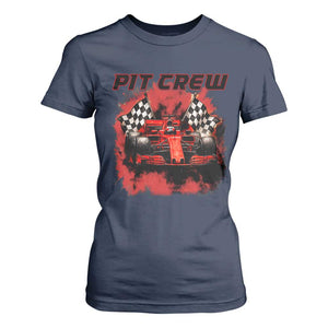 Racing Car Checkered Flag T Shirt For Women Pit Crew Race Car TS14 Navy Print Your Wear