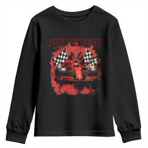 Racing Car Checkered Flag Youth Sweatshirt Pit Crew Race Car TS14 Black Print Your Wear
