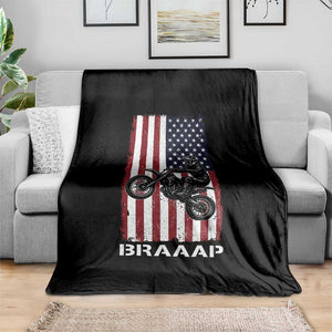 Dirt Bike Throw Blanket Braaap American Flag Motocross TS14 Print Your Wear