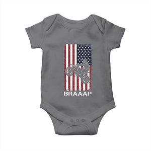 Dirt Bike Baby Onesie Braaap American Flag Motocross TS14 Charcoal Print Your Wear