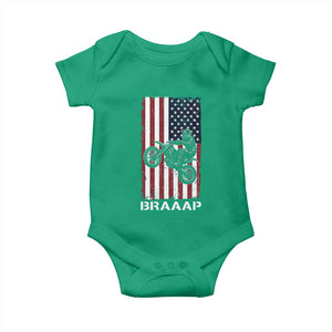 Dirt Bike Baby Onesie Braaap American Flag Motocross TS14 Irish Green Print Your Wear