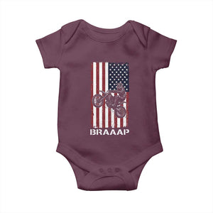 Dirt Bike Baby Onesie Braaap American Flag Motocross TS14 Maroon Print Your Wear