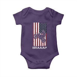 Dirt Bike Baby Onesie Braaap American Flag Motocross TS14 Purple Print Your Wear