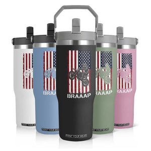 Dirt Bike Flip Straw Tumbler Braaap American Flag Motocross TS14 Print Your Wear