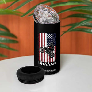 Dirt Bike 4 in 1 Can Cooler Tumbler Braaap American Flag Motocross TS14 Print Your Wear