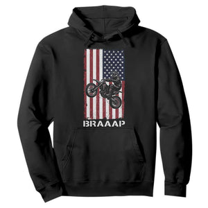 Dirt Bike Hoodie Braaap American Flag Motocross TS14 Black Print Your Wear