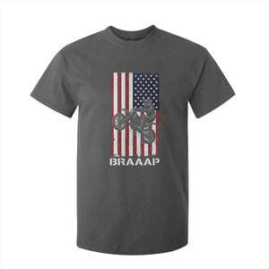 Dirt Bike T Shirt For Kid Braaap American Flag Motocross TS14 Dark Heather Print Your Wear