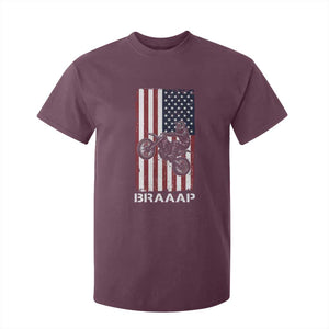 Dirt Bike T Shirt For Kid Braaap American Flag Motocross TS14 Maroon Print Your Wear