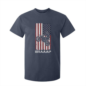 Dirt Bike T Shirt For Kid Braaap American Flag Motocross TS14 Navy Print Your Wear