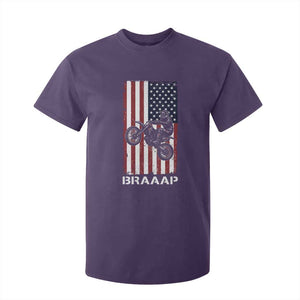 Dirt Bike T Shirt For Kid Braaap American Flag Motocross TS14 Purple Print Your Wear