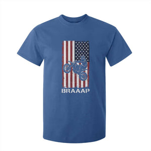 Dirt Bike T Shirt For Kid Braaap American Flag Motocross TS14 Royal Blue Print Your Wear