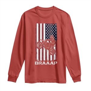 Dirt Bike Long Sleeve Shirt Braaap American Flag Motocross TS14 Red Print Your Wear