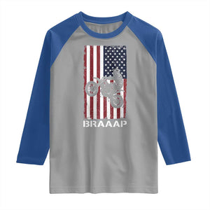 Dirt Bike Raglan Shirt Braaap American Flag Motocross TS14 Sport Gray Royal Print Your Wear