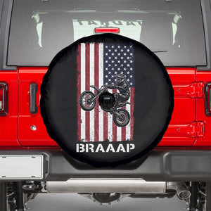 Dirt Bike Spare Tire Cover Braaap American Flag Motocross TS14 Black Print Your Wear