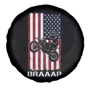 Dirt Bike Spare Tire Cover Braaap American Flag Motocross TS14 Print Your Wear