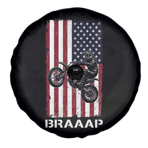 Dirt Bike Spare Tire Cover Braaap American Flag Motocross TS14 Print Your Wear