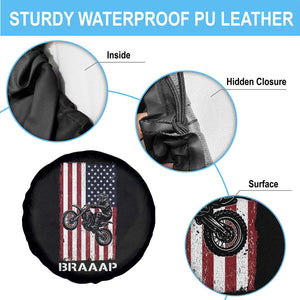 Dirt Bike Spare Tire Cover Braaap American Flag Motocross TS14 Print Your Wear