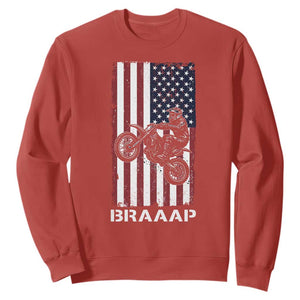 Dirt Bike Sweatshirt Braaap American Flag Motocross TS14 Red Print Your Wear
