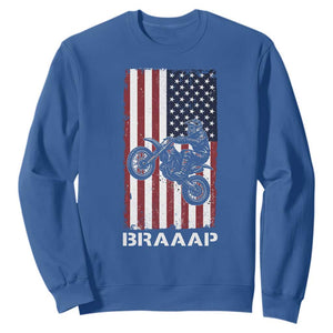 Dirt Bike Sweatshirt Braaap American Flag Motocross TS14 Royal Blue Print Your Wear