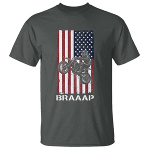 Dirt Bike T Shirt Braaap American Flag Motocross TS14 Dark Heather Print Your Wear