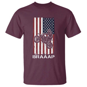 Dirt Bike T Shirt Braaap American Flag Motocross TS14 Maroon Print Your Wear