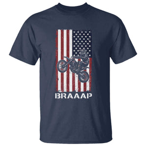 Dirt Bike T Shirt Braaap American Flag Motocross TS14 Navy Print Your Wear