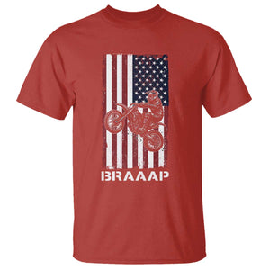 Dirt Bike T Shirt Braaap American Flag Motocross TS14 Red Print Your Wear