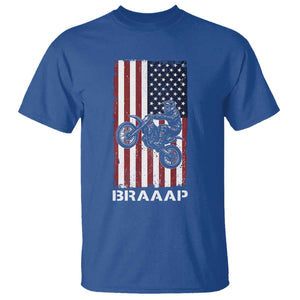 Dirt Bike T Shirt Braaap American Flag Motocross TS14 Royal Blue Print Your Wear
