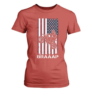 Dirt Bike T Shirt For Women Braaap American Flag Motocross TS14 Red Print Your Wear