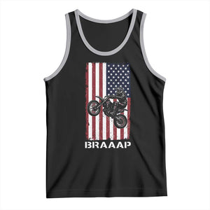 Dirt Bike Tank Top Braaap American Flag Motocross TS14 Black Athletic Heather Print Your Wear