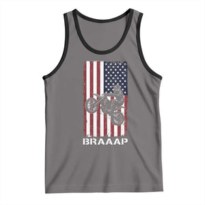 Dirt Bike Tank Top Braaap American Flag Motocross TS14 Deep Heather Black Print Your Wear