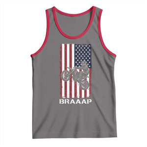Dirt Bike Tank Top Braaap American Flag Motocross TS14 Deep Heather Red Print Your Wear