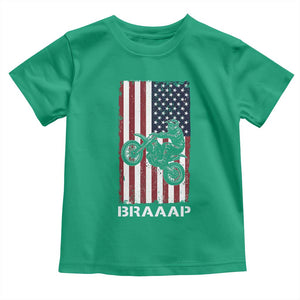 Dirt Bike Toddler T Shirt Braaap American Flag Motocross TS14 Irish Green Print Your Wear