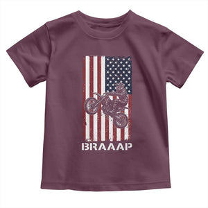 Dirt Bike Toddler T Shirt Braaap American Flag Motocross TS14 Maroon Print Your Wear