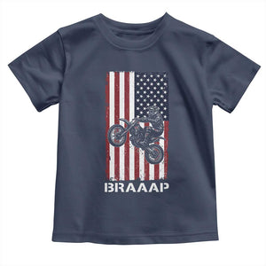 Dirt Bike Toddler T Shirt Braaap American Flag Motocross TS14 Navy Print Your Wear