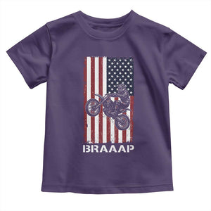 Dirt Bike Toddler T Shirt Braaap American Flag Motocross TS14 Purple Print Your Wear