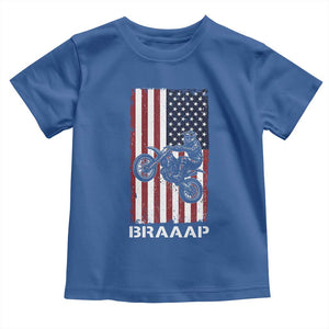 Dirt Bike Toddler T Shirt Braaap American Flag Motocross TS14 Royal Blue Print Your Wear
